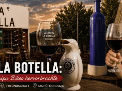 Titelbild zur Geschichte von Vinoteca La Botella, den Anfängen von Maipu Bikes und den Freundschaften mit Reisenden aus aller Welt in Maipú, Mendoza.