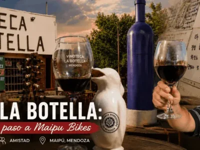 Portada del artículo sobre la historia de Vinoteca La Botella, el origen de Maipu Bikes y la amistad con viajeros de todo el mundo en Maipú, Mendoza.