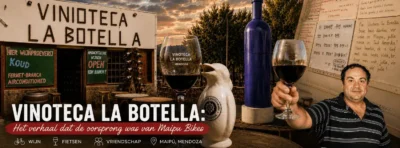 Omslagafbeelding van het verhaal van Vinoteca La Botella, het ontstaan van Maipu Bikes en de vriendschappen met reizigers van over de hele wereld in Maipú, Mendoza.