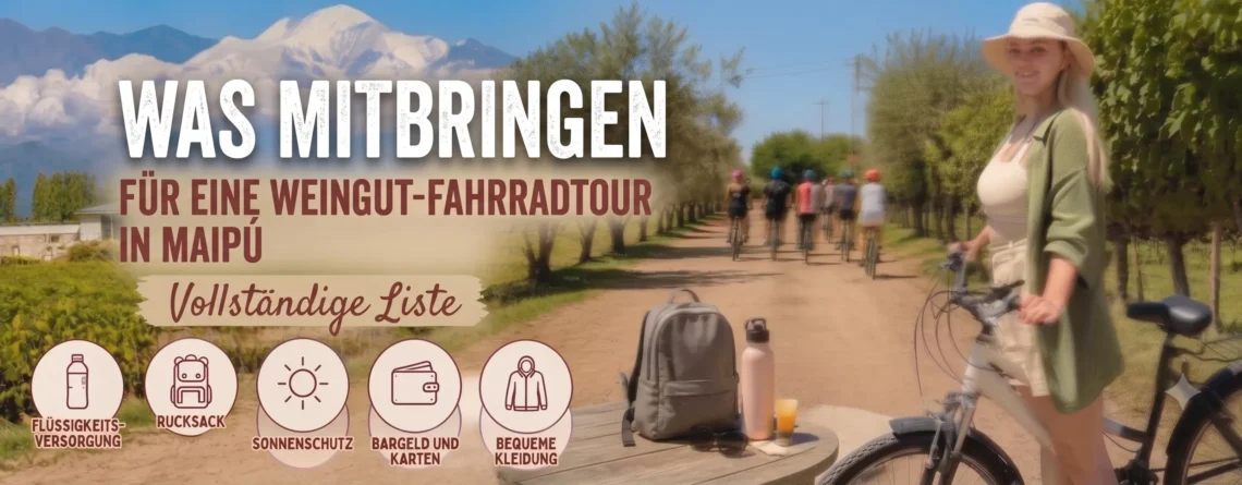 Checkliste für eine Fahrradtour zu den Weingütern von Maipú, Mendoza, Argentinien.