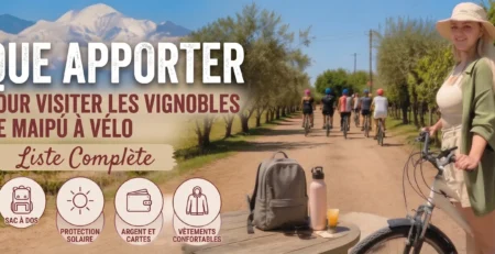 Checklist de ce qu’il faut emporter pour visiter les caves de Maipú à vélo, Mendoza, Argentine.
