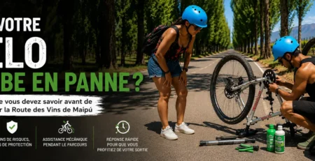 Assistance mécanique lors d'une balade à vélo sur la Route des Vins de Maipú