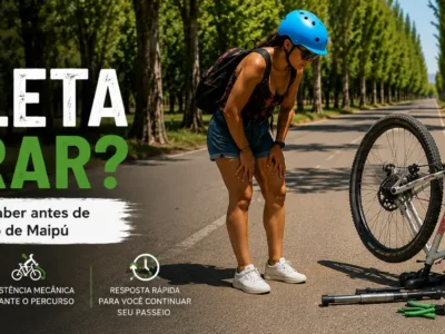 Assistência mecânica durante um passeio de bicicleta pela Rota do Vinho de Maipú