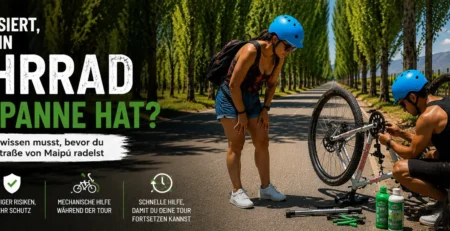 Mechanische Hilfe während einer Fahrradtour auf der Weinstraße von Maipú
