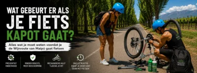 Mechanische hulp tijdens een fietstocht over de Wijnroute van Maipú