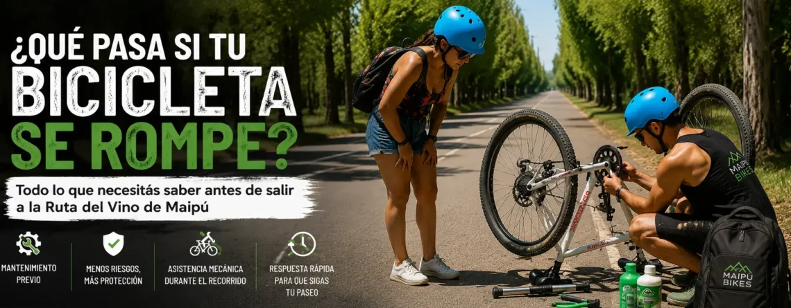 Mechanical assistance service during a bike tour in Maipú, Mendoza