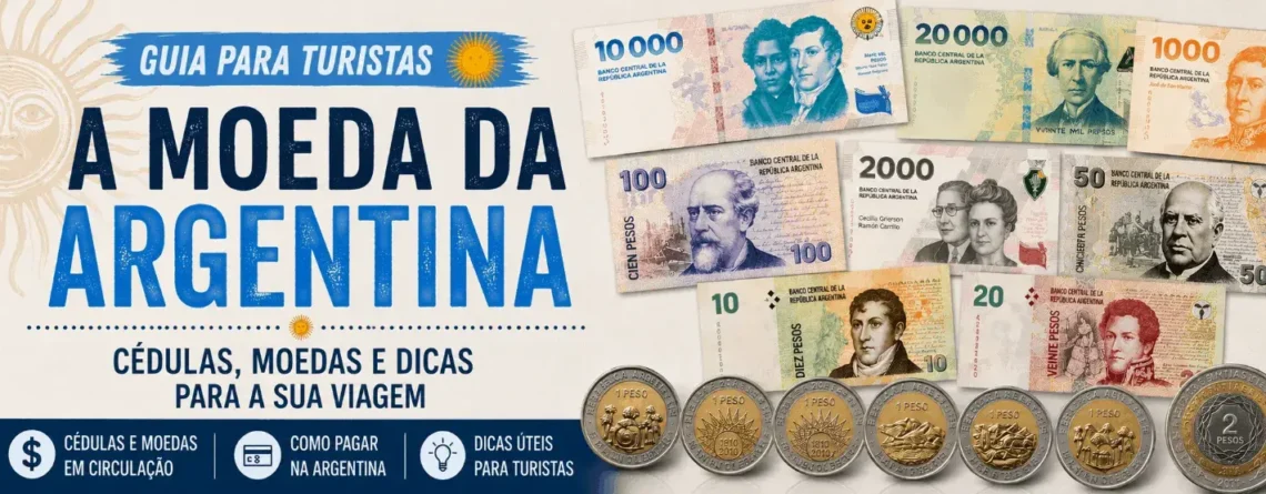 Capa do guia sobre a moeda da Argentina para turistas.