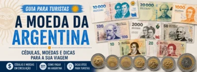 Capa do guia sobre a moeda da Argentina para turistas.