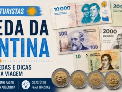Capa do guia sobre a moeda da Argentina para turistas.