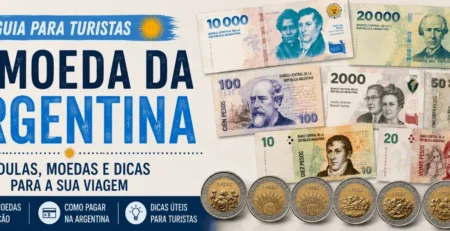 Capa do guia sobre a moeda da Argentina para turistas.