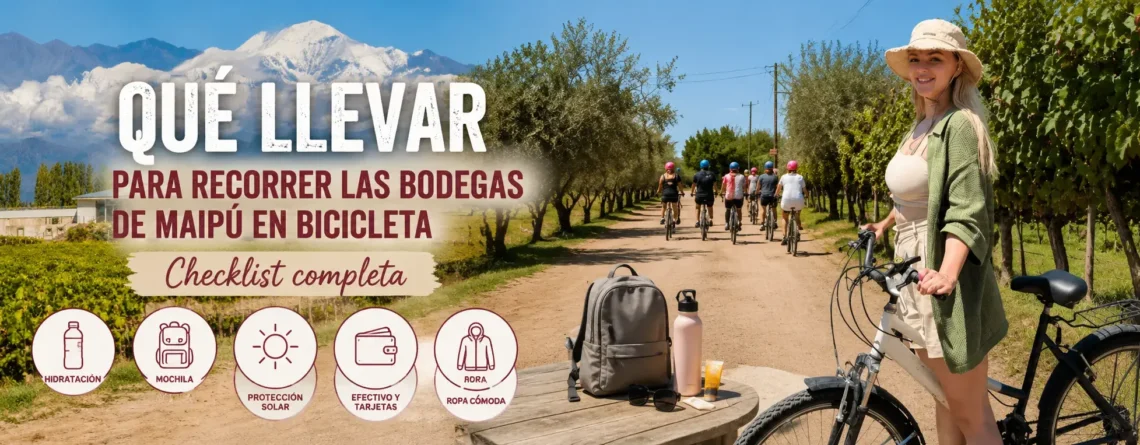 Checklist for cycling the Maipú Wine Route with vineyards, the Andes Mountains and Maipu Bikes