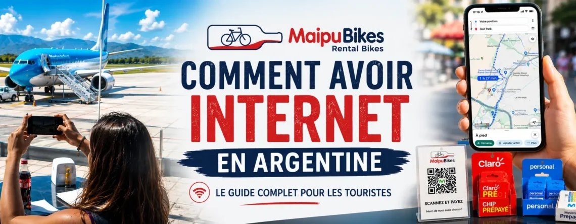 Touriste utilisant une carte SIM locale en Argentine pour accéder à Internet mobile pendant son voyage.