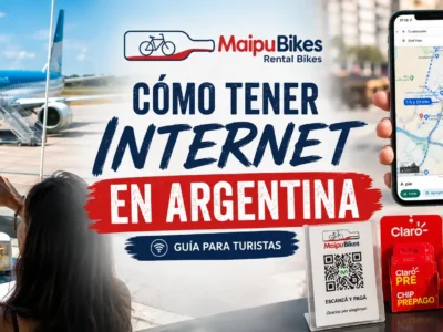 Turista usando una tarjeta SIM local en Argentina para tener internet móvil durante su viaje.