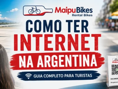 Turista usando um chip SIM local na Argentina para ter internet móvel durante a viagem.