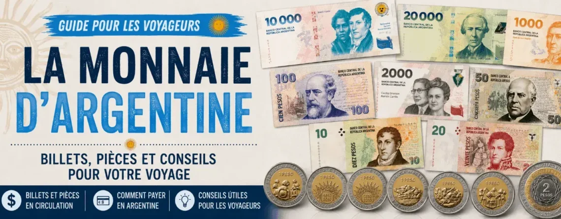 Couverture du guide sur la monnaie de l’Argentine pour les touristes.