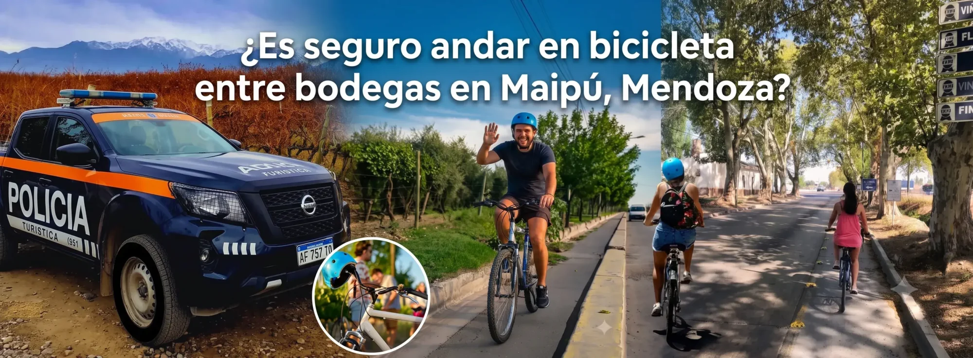 Seguridad para andar en bicicleta entre bodegas en Maipú, Mendoza