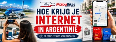 Toerist gebruikt een lokale simkaart in Argentinië om onderweg mobiel internet te hebben.