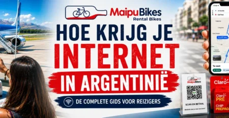Toerist gebruikt een lokale simkaart in Argentinië om onderweg mobiel internet te hebben.