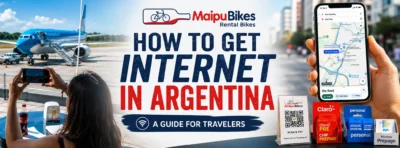Tourist using a local SIM card in Argentina to access mobile internet while traveling.