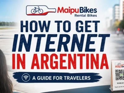 Tourist using a local SIM card in Argentina to access mobile internet while traveling.