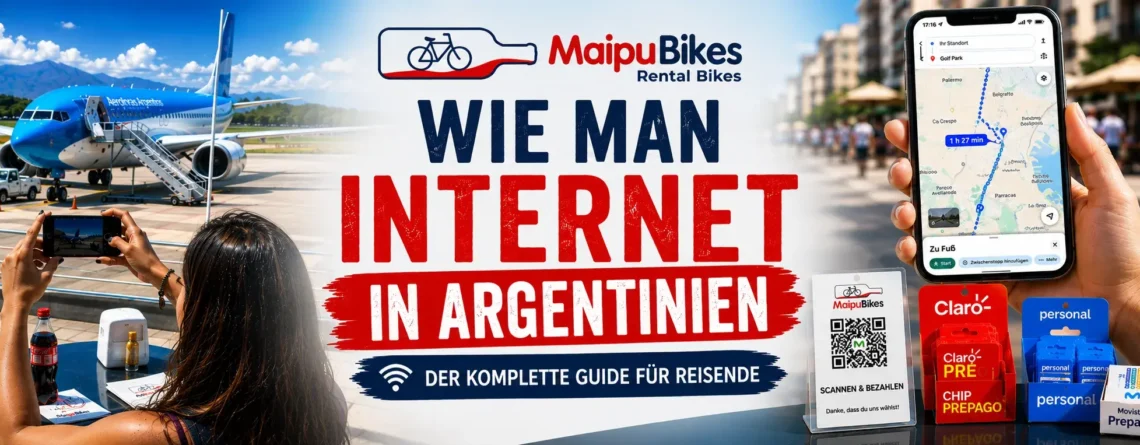 Tourist nutzt eine lokale SIM-Karte in Argentinien für mobiles Internet während der Reise.