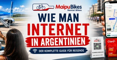 Tourist nutzt eine lokale SIM-Karte in Argentinien für mobiles Internet während der Reise.