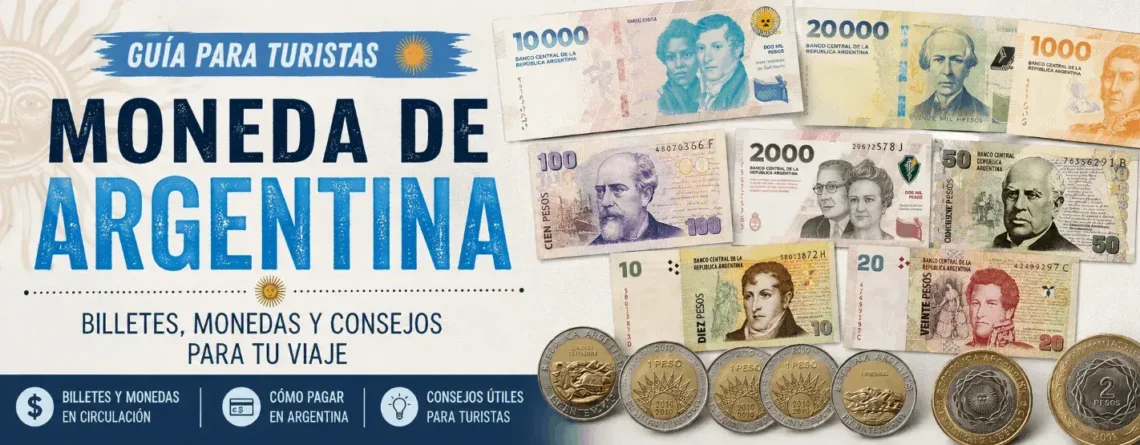 Portada de la guía sobre la moneda de Argentina para turistas.