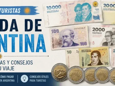 Portada de la guía sobre la moneda de Argentina para turistas.