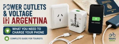 Power outlet, universal travel adapter and phone charging in Argentina