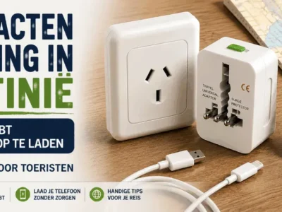 Stopcontact, universele reisadapter en telefoon opladen in Argentinië