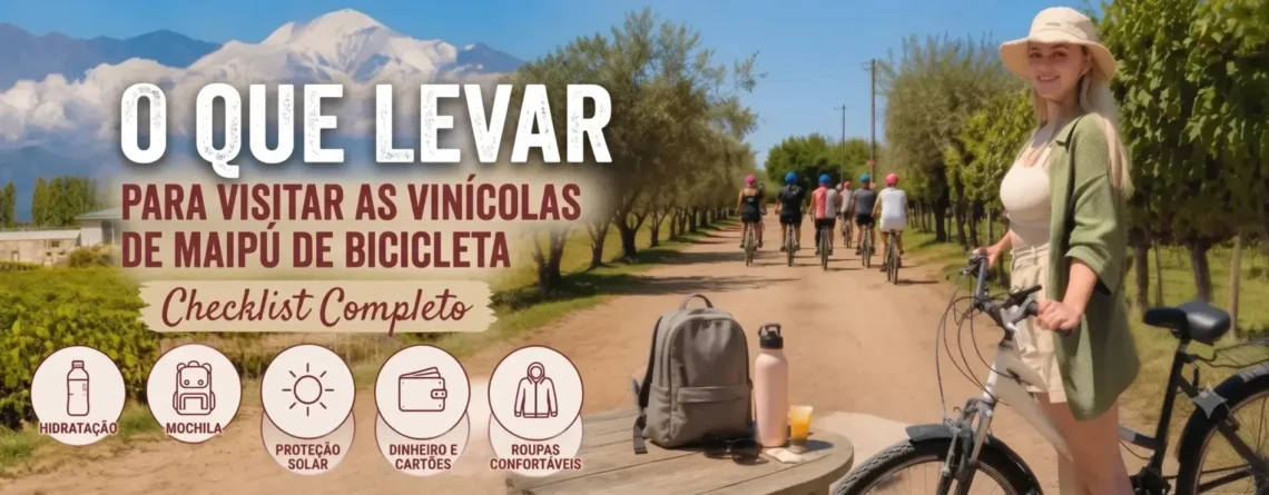 Checklist do que levar para visitar as vinícolas de Maipú de bicicleta, Mendoza, Argentina.