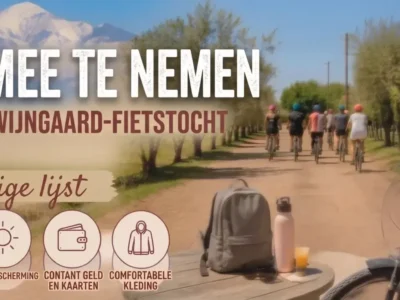 Checklist van wat je mee moet nemen voor een fietstocht langs de wijngaarden van Maipú, Mendoza, Argentinië.