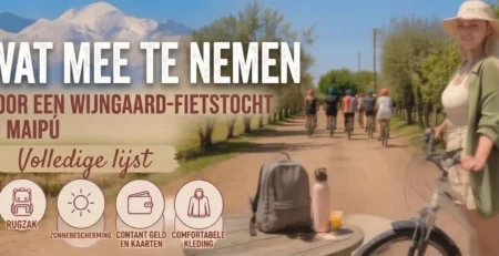 Checklist van wat je mee moet nemen voor een fietstocht langs de wijngaarden van Maipú, Mendoza, Argentinië.