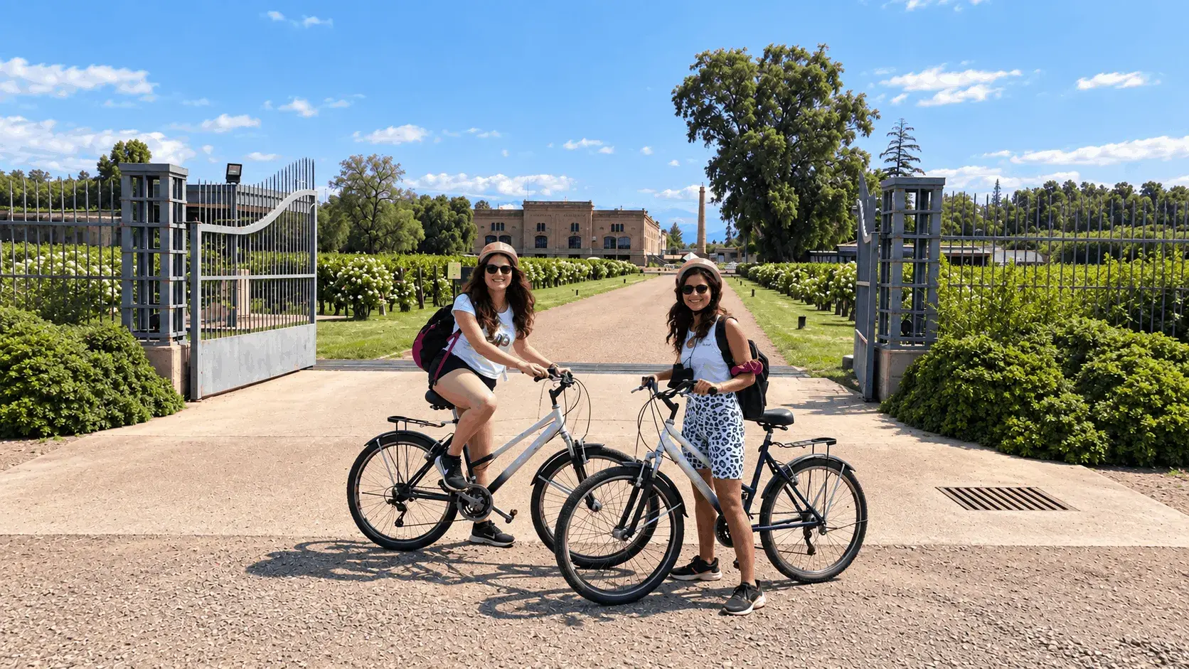 Turistas disfrutando su llegada a Bodega Trapiche en Maipú