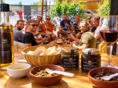 Olive oil tasting with artisan bread at Entre Olivos in Maipú, Mendoza.