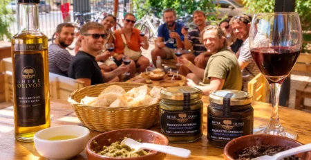 Olive oil tasting with artisan bread at Entre Olivos in Maipú, Mendoza.